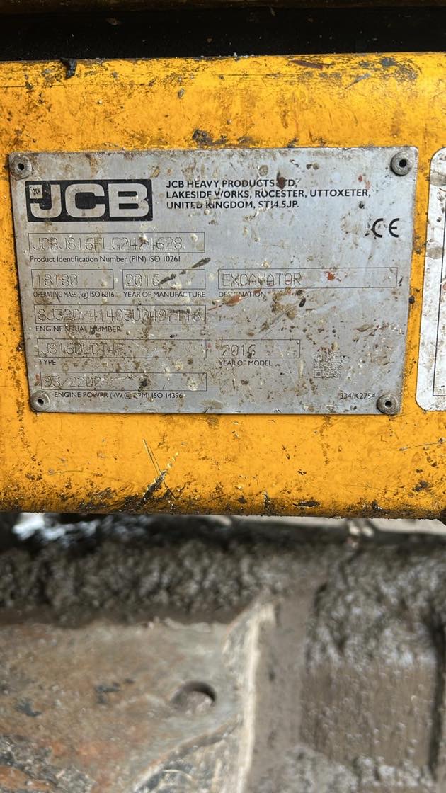 2016 JCB JS160 EXCAVATOR DIGGER PIPED FOR GRAB , NEW UNDERCARRIAGE - Image 16