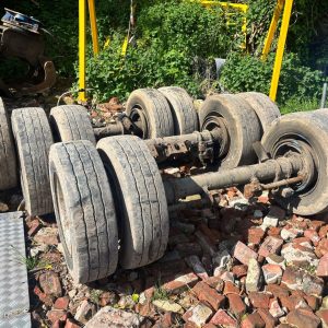 3 X DRUM TRAILER AXLES 10 STUD DUAL WHEEL AXLES 19.5 WHEELS & TYRES ARTIC TRAILER AXLES