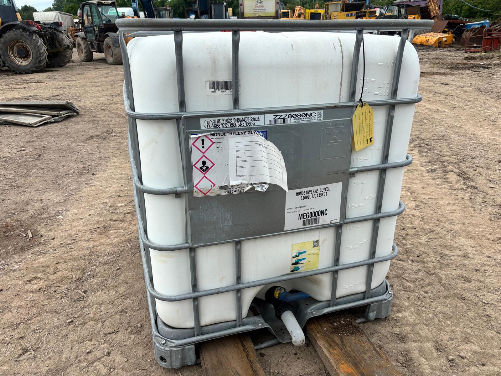 1000 LITRE MEG IBC TANKS MONOETHYLENE GLYCOL IBC CONTAINERS BULK STORAGE TANKS