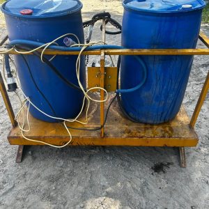 TWIN BARREL DRUM STAND WITH ELECTRIC PUMP HOSE DISPENSER COMMERCIAL MOTOR CONSTRUCTION SITE WORKSHOP OIL FLUID TRANSFER