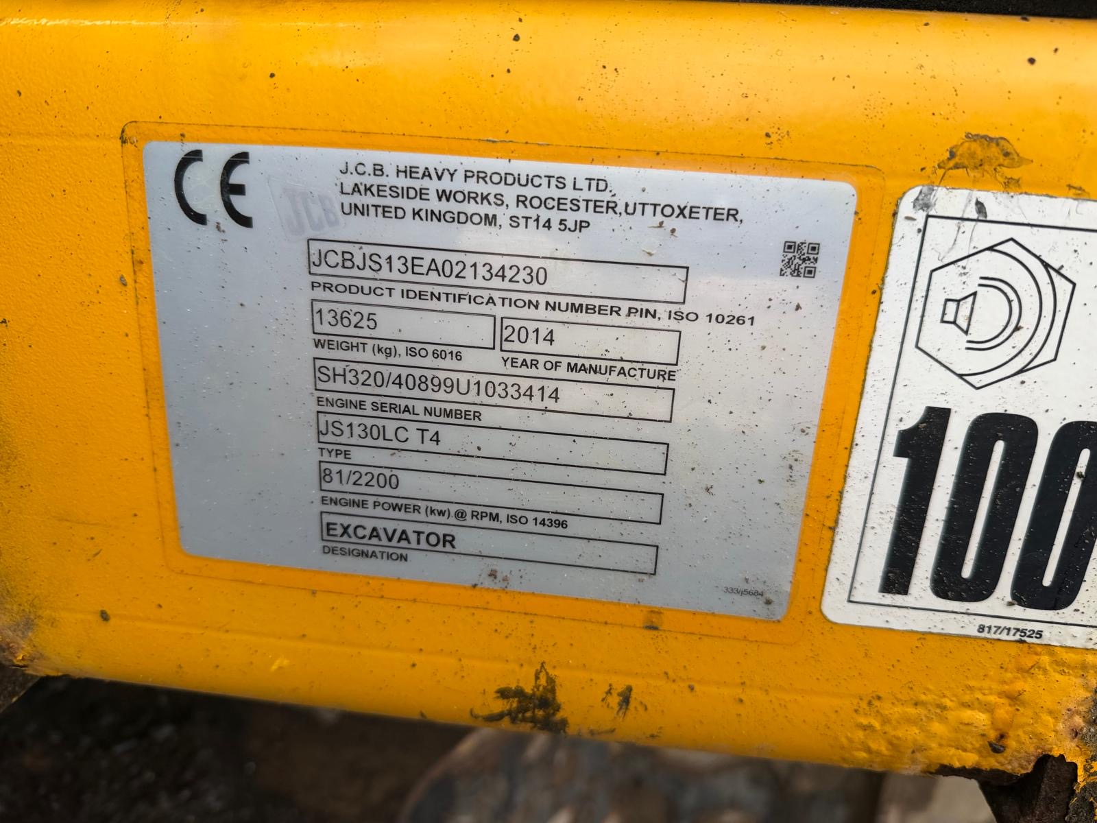 2014 JCB JS130 TRACKED EXCAVATOR HYDRAULIC DIGGER DOOSAN BOSS HITACHI EXPORT - Image 14